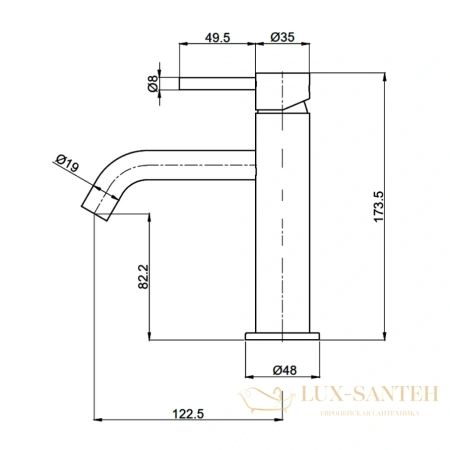 смеситель для раковины aquame siena aqm6210cr, хром