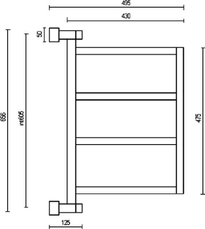полотенцесушитель водяной margaroli brezza 700 7004704crn, высота 65.6 см, ширина 49.5 см, хром