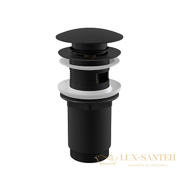 alcaplast донный клапан сифона для умывальника click/clack 5/4, цельнометаллический с переливом и большой черной заглушкой a392black