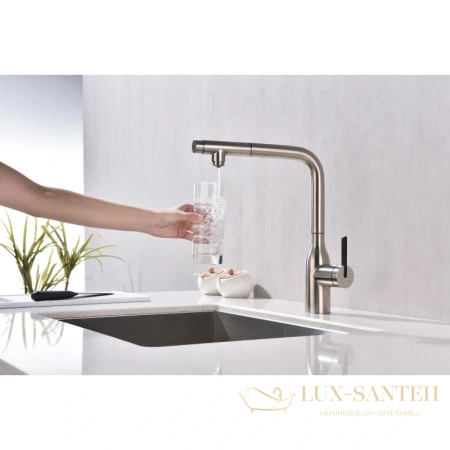 смеситель paulmark viper vi213105-ni для кухни с подключением к фильтру, никель