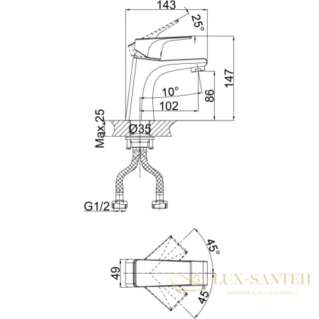 смеситель для раковины d&k rhein.hertz da1292101, хром