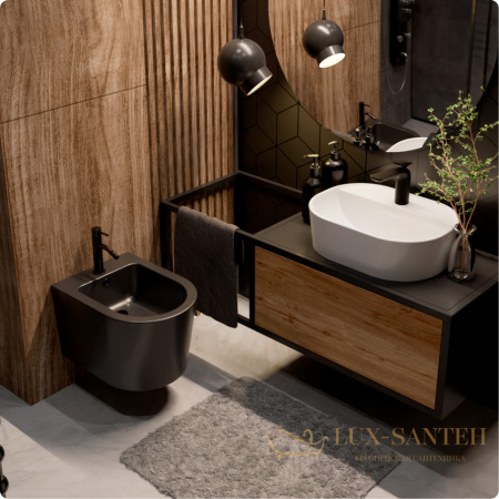 биде подвесное aquame aqm2101mb, с 1 отверстием под смеситель,черный матовый