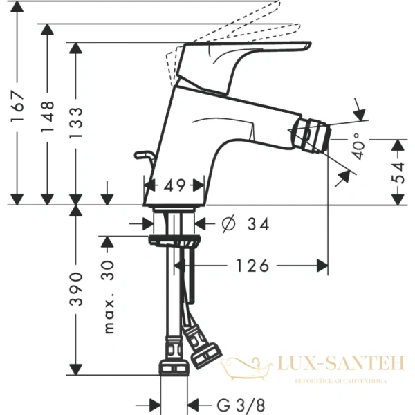 смеситель для биде hansgrohe focus 31928000, хром
