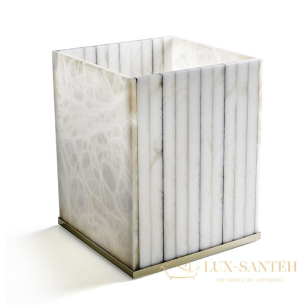 мусорное ведро 3sc rigato, al65gd, алебастр/золото