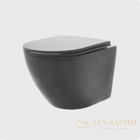 унитаз подвесной безободковый aquame aqm2002mb, с быстросъемным сиденьем softclose, черный матовый