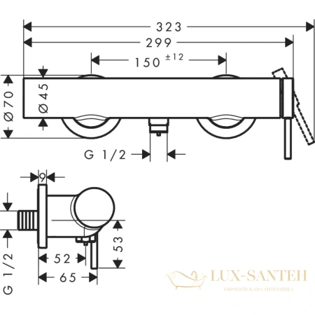 смеситель для душа hansgrohe tecturis s 73622700, белый матовый