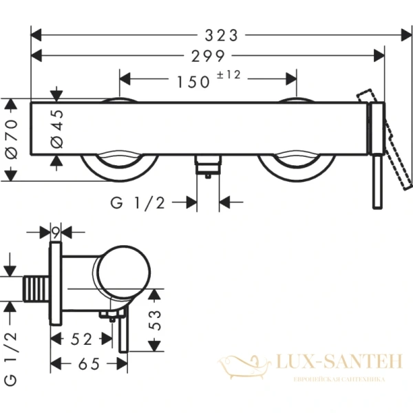 смеситель для душа hansgrohe tecturis s 73622700, белый матовый