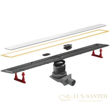 душевой канал bettoserb confluo premium white glass gold line 13100119 300 мм, белый глянец/золотой, золотой/матовый хром