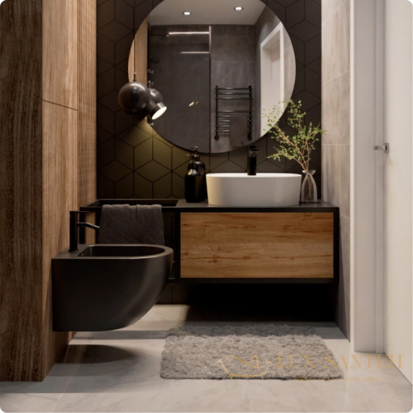 биде подвесное aquame aqm2102mb, с 1 отверстием под смеситель, черный матовый