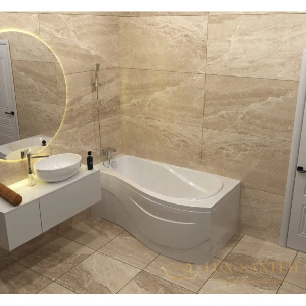 акриловая ванна timo vino vino1590r 150x90 см, белый