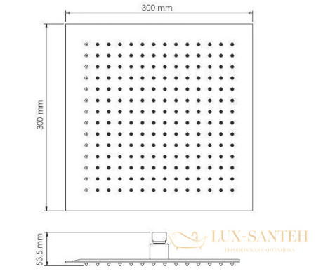 душевая система встраиваемая для ванны 300 мм wasserkraft dinkel a5858.090.118.271.010.137.091 thermo, хром