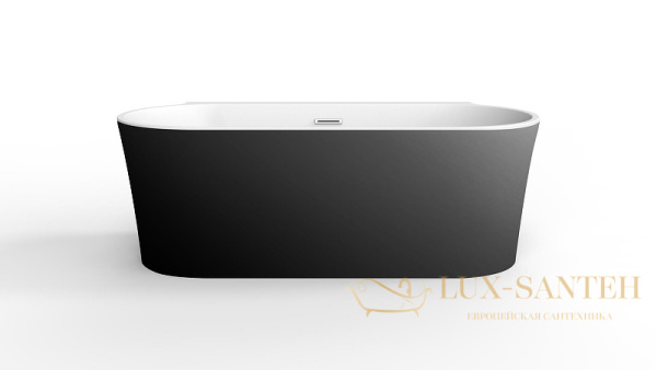 акриловая ванна belbagno bb409-1700-800-w/nm 170x80 без гидромассажа, белый матовый, черный матовый