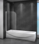 шторка на ванну cezares relax relax-v-1-80/140-c-bi 80 см профиль серый, стекло прозрачное