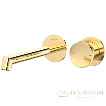смеситель для раковины teska arte e5507 без донного клапана, золотой
