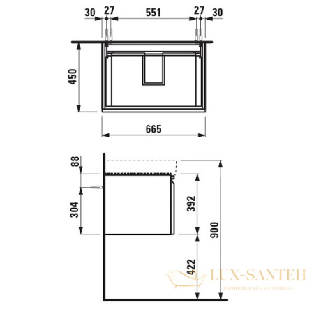 тумба под раковину laufen pro s 4.8345.2.096.479.1 665х450 мм, светлый дуб 