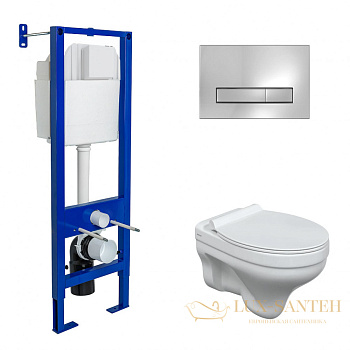 комплект berges 042443: подвесной унитаз albit s с системой инсталляции atom 410 и панелью смыва, хром глянцевый