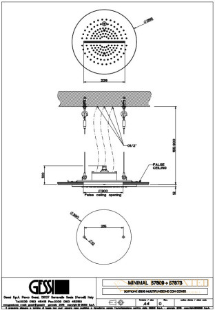 потолочная душевая система gessi inciso 57873.238 внешняя часть, mirror steel