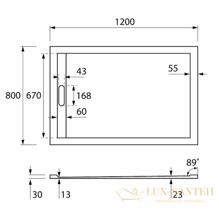 душевой поддон cezares tray as tray-as-ah-120/80-30-w из искусственного камня 120x80, белый