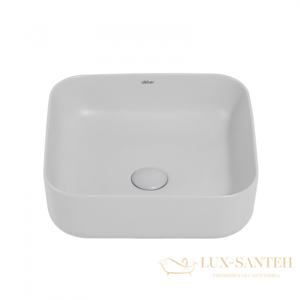 раковина накладная abber rechteck ac2211mlg, 38,5х38,5 см, светло-серый матовый