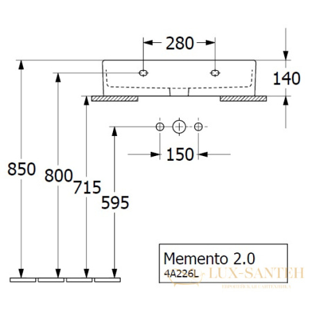 раковина villeroy & boch memento 2.0 4a22 6l r1 ceramicplus 600х420 мм, белый