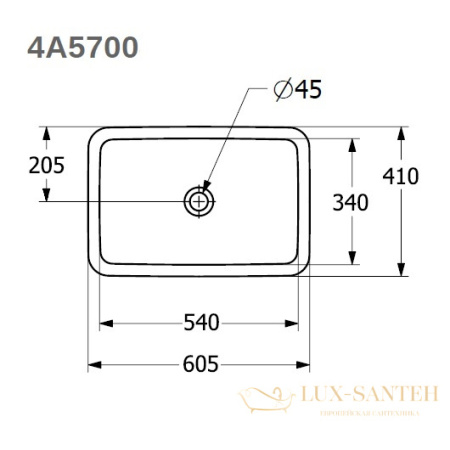 раковина встраиваемая villeroy&boch loop&friends 4a5700r1, 540х340х190h мм, с переливом, ceramicplus, белый глянцевый