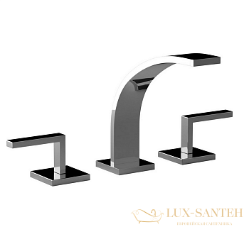 смеситель для раковины, cisal wave, wa0010212a, на 3 отверстия с донным клапаном, излив 154 мм, никель матовый