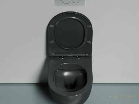 унитаз подвесной ceramica nova modena cn6063mdh безободковый, с сиденьем микролифт, антарцит темный матовый