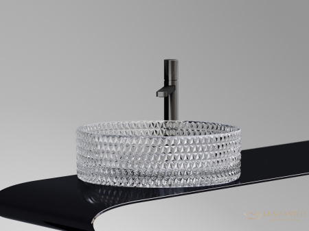 умывальник чаша накладная круглая прозрачная, ceramica nova cristal 360*360*112мм cn6062