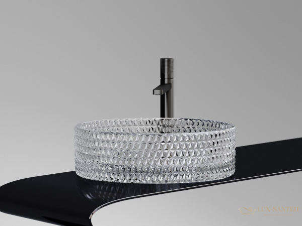 умывальник чаша накладная круглая прозрачная, ceramica nova cristal 360*360*112мм cn6062