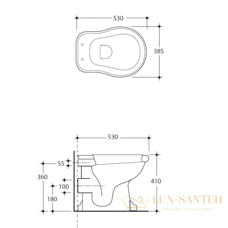 чаша напольного унитаза kerasan retro 101101, белый