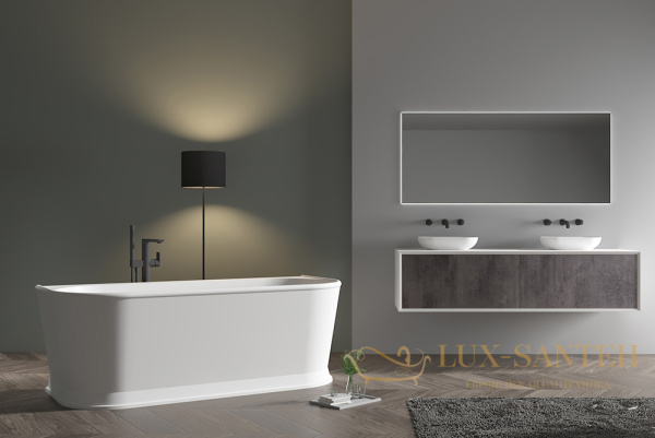 ванна акриловая пристенная abber ab9276, белый глянцевый