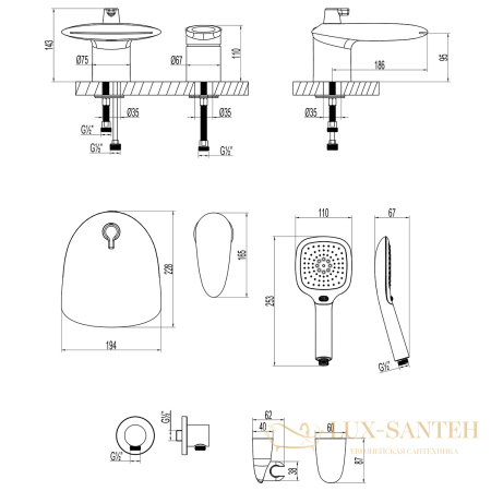 смеситель на борт ванны lemark status lm4447c, хром