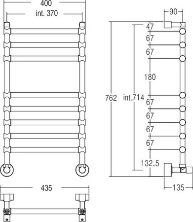 полотенцесушитель водяной margaroli sole 464-8 4643708cr, высота 76,2 см, ширина 43 см, хром