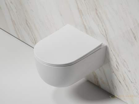 унитаз подвесной ceramica nova modena cn6063 безободковый, с сиденьем микролифт, белый глянцевый