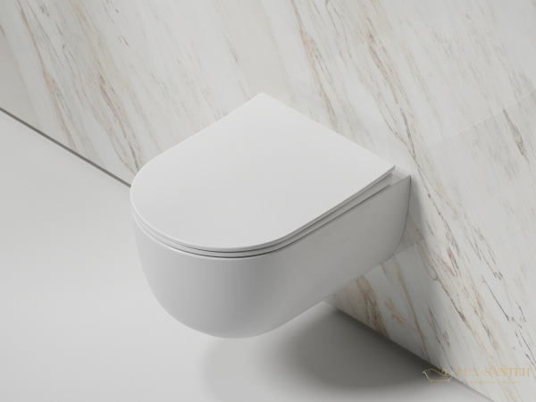 унитаз подвесной ceramica nova modena cn6063 безободковый, с сиденьем микролифт, белый глянцевый