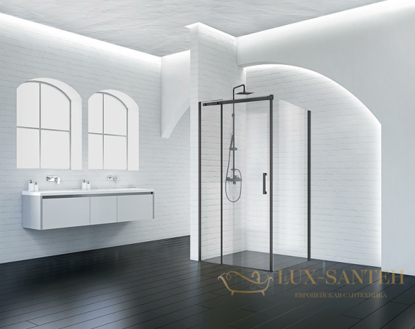 душевой уголок belbagno acqua acqua-ah-1-120/90-c-nero 120х90 см профиль черный, стекло прозрачное