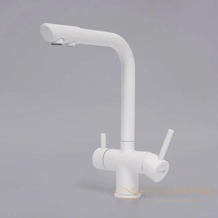 смеситель wasserkraft a8357 для кухни с подключением к фильтру, белый матовый