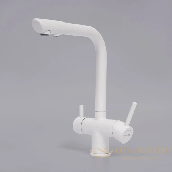 смеситель wasserkraft a8357 для кухни с подключением к фильтру, белый матовый