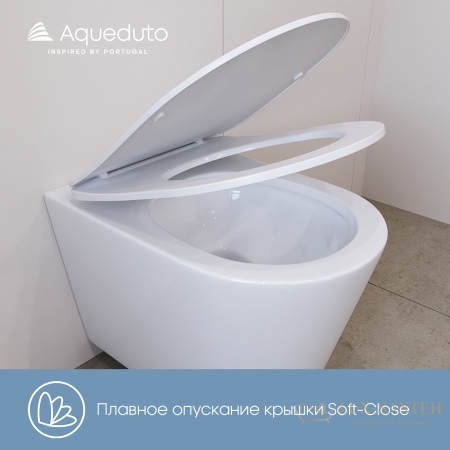 унитаз подвесной безободковый, aqueduto cone plus, cont0210, смыв tornado, 520*365 мм, быстросъемное сиденье с микролифтом, белый глянцевый