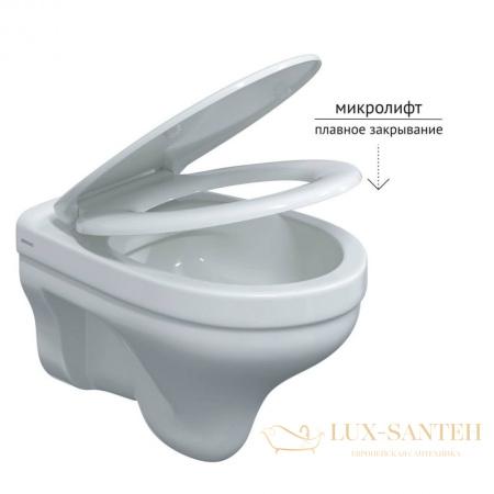 унитаз подвесной berges albit s 082146 безободковый, с сиденьем микролифт optim so, белый