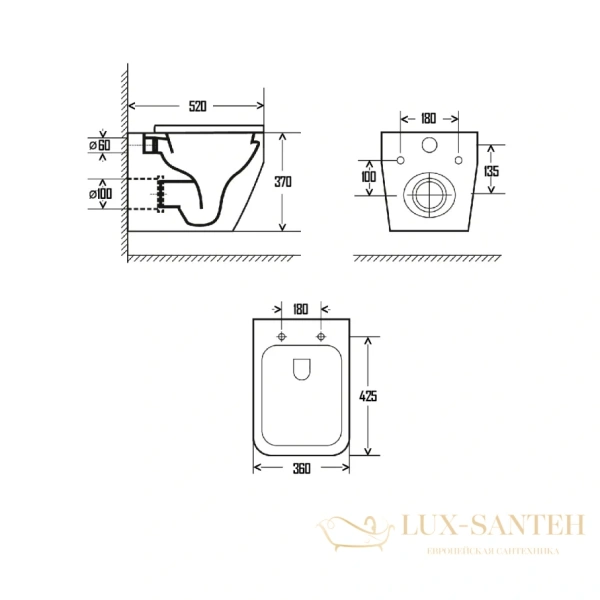унитаз подвесной безободковый aquame aqm2009, с быстросъемным сиденьем softclose, белый глянцевый
