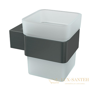 стакан для зубных щёток lemark smooth line 9736015 с держателем, графит
