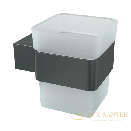 стакан для зубных щёток lemark smooth line 9736015 с держателем, графит