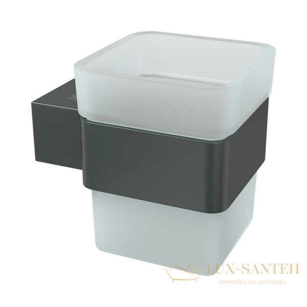 стакан для зубных щёток lemark smooth line 9736015 с держателем, графит