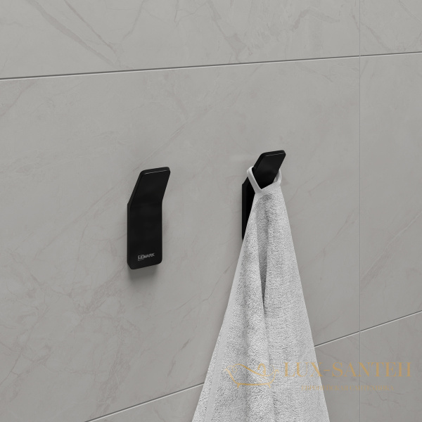 крючок одинарный lemark smooth line 9712002 для полотенец и халатов (2 штуки), черный матовый