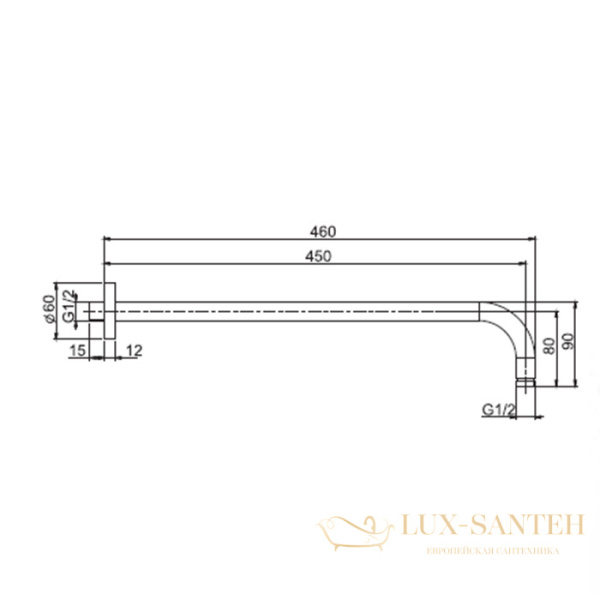 держатель верхнего душа 450 мм, fima carlo frattini showerhead f2138ns.45, черный матовый