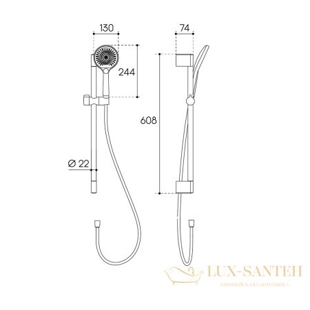 душевой гарнитур aqueduto chuva chu0545, оружейная сталь