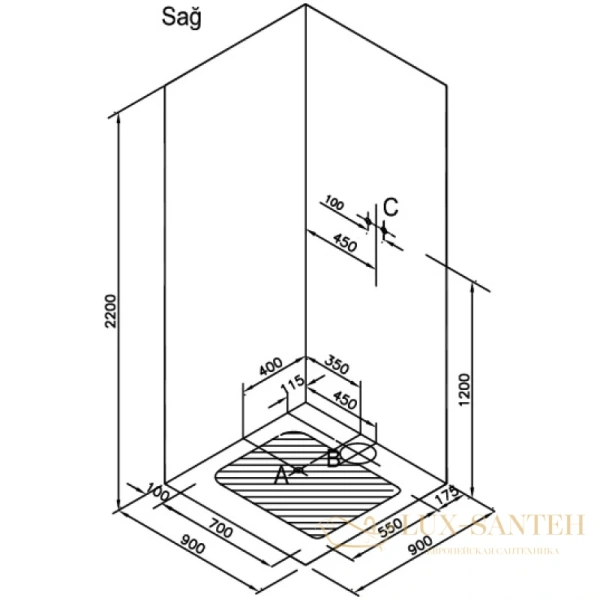 душевая кабина vitra zest 56930024000 90x90x220 см l 