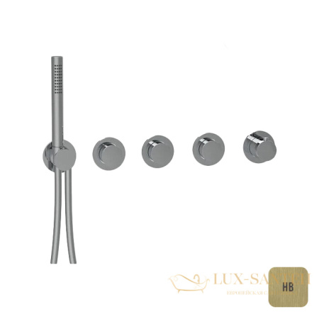 термостат для душа встраиваемый almar push modular e180434.hb, внешняя часть, на 3 выхода, латунь брашированная pvd