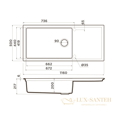 кухонная мойка omoikiri sintesi 116-gb 4997120 artceramic, графит